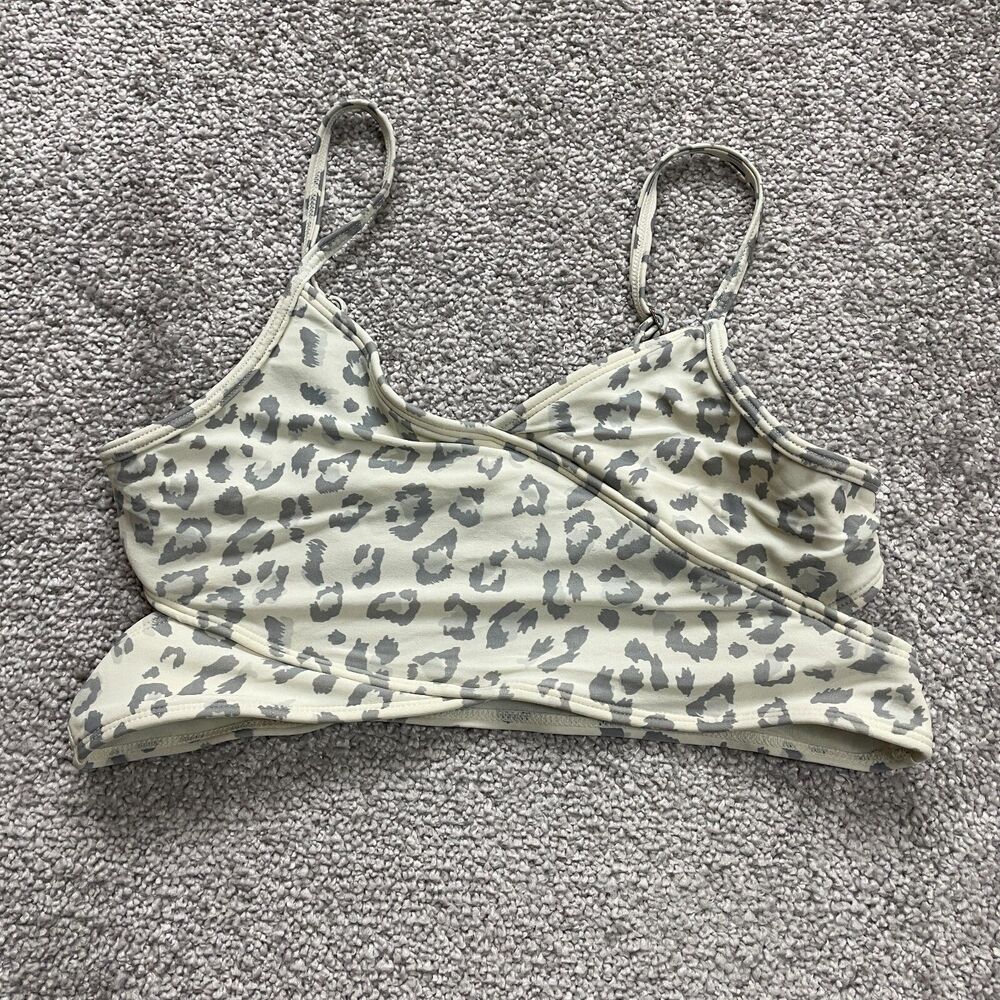 Kami Swimwear Cropped Tankini Womens 14 Multicolor Leopard Spaghetti Strap Beach